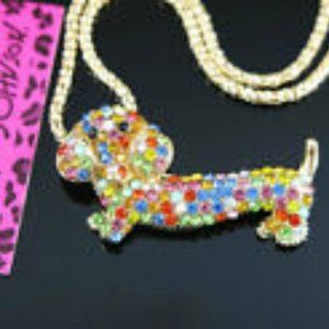 Multi Color DACHSHUND Necklace BETSEY JOHNSON